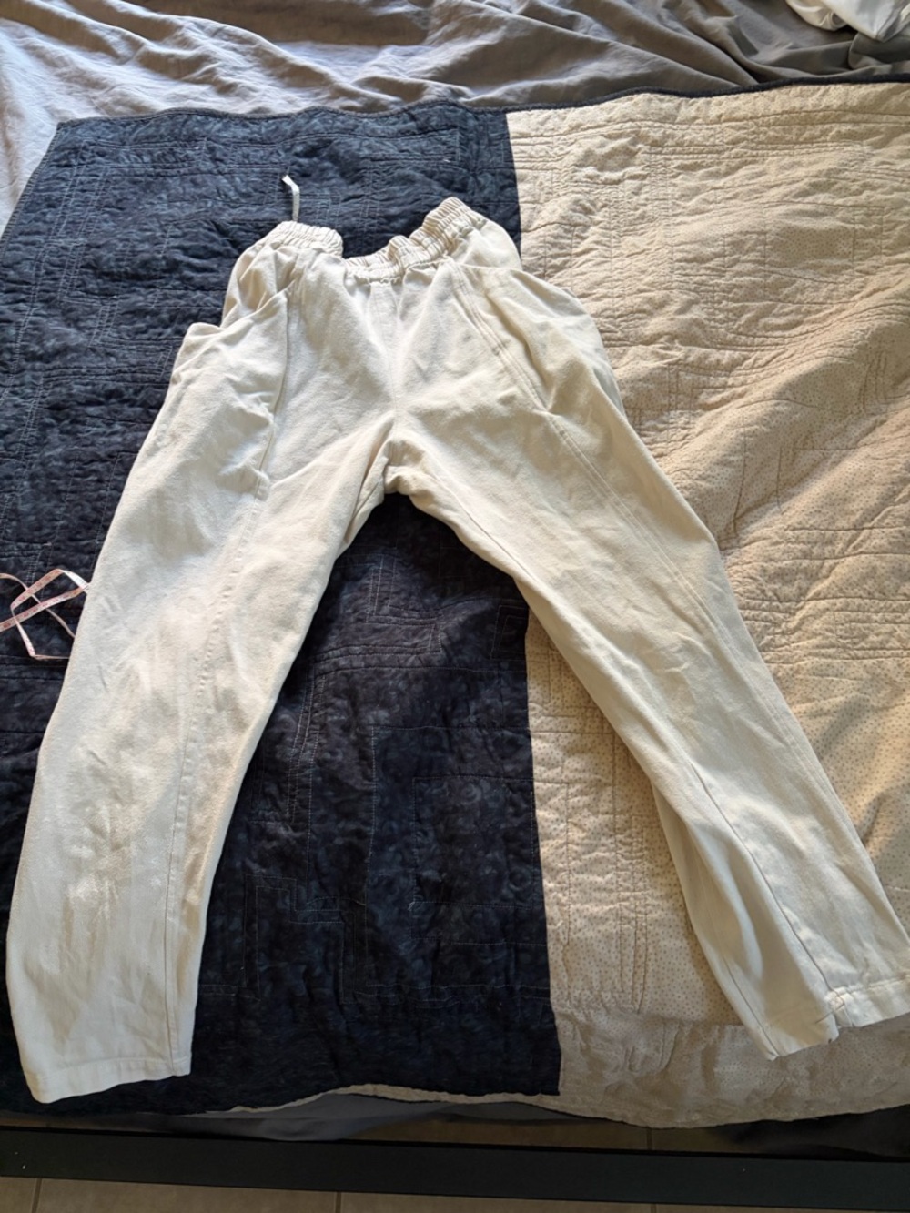 Elizabeth Suzann Cream Elastic Waist Casual Pants